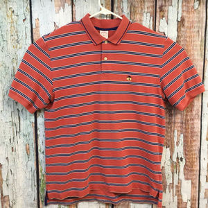 Brooks Brothers Mens Polo Shirt Coral Striped